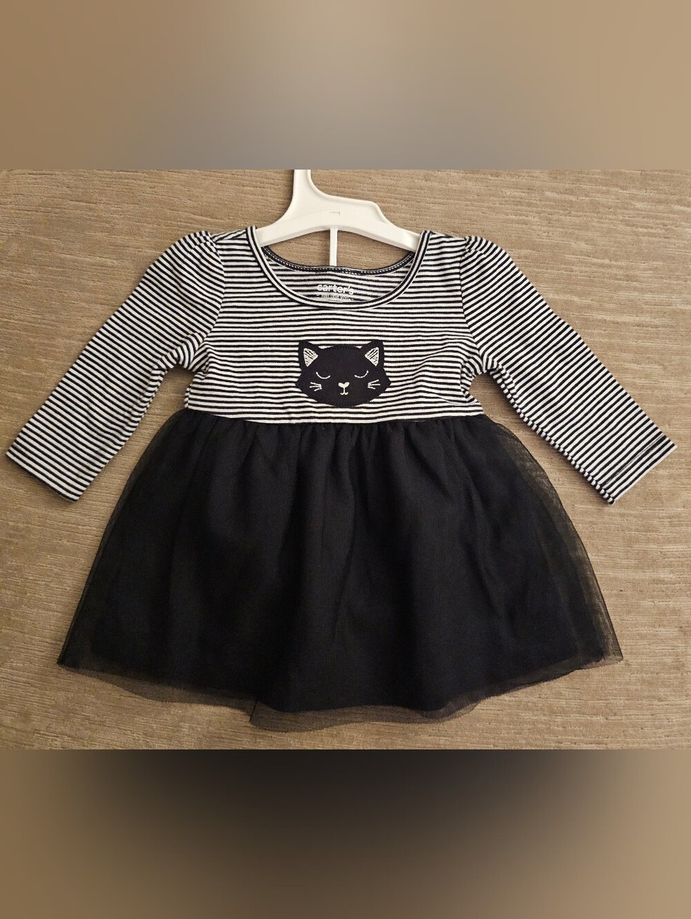 NWOT Just One Year by Carter’s Baby Girl Black Cat Halloween Tutu Dress Set - 3M